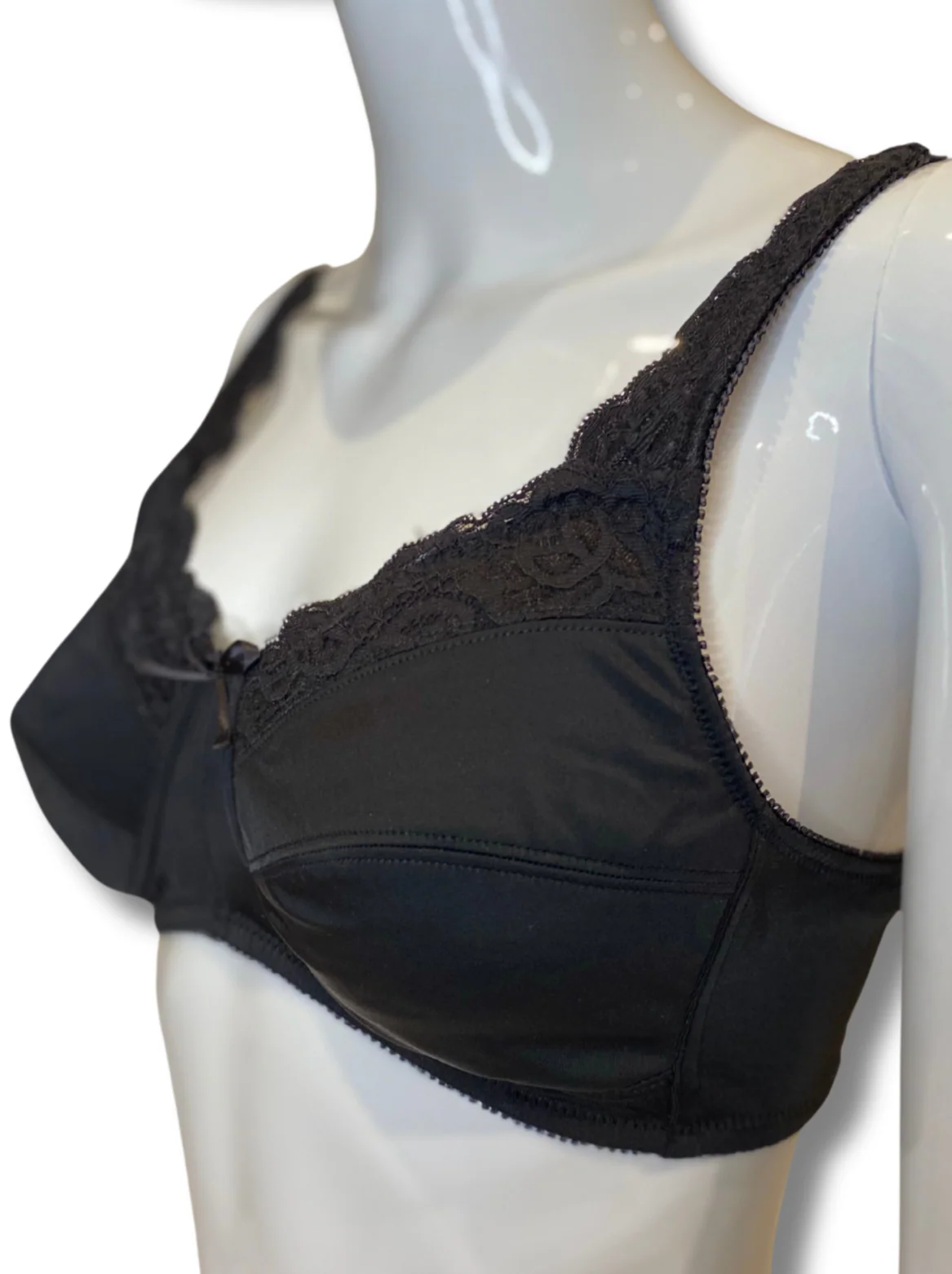 ABC Lace Front Mastectomy Bra - Black - Image 3