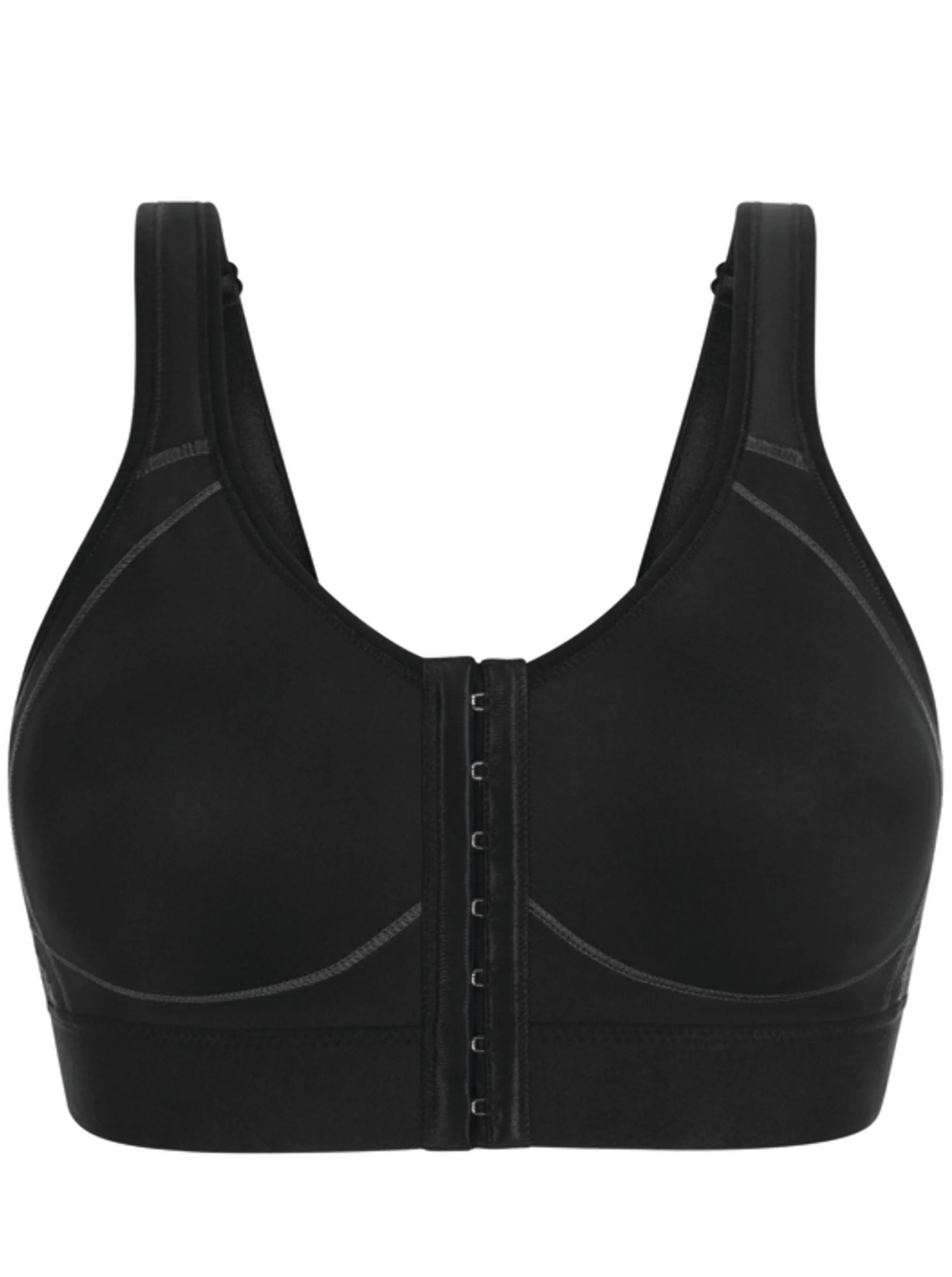 Amoena Ester Front Fastening Mastectomy Sports Bra - Black/Grey - Image 3