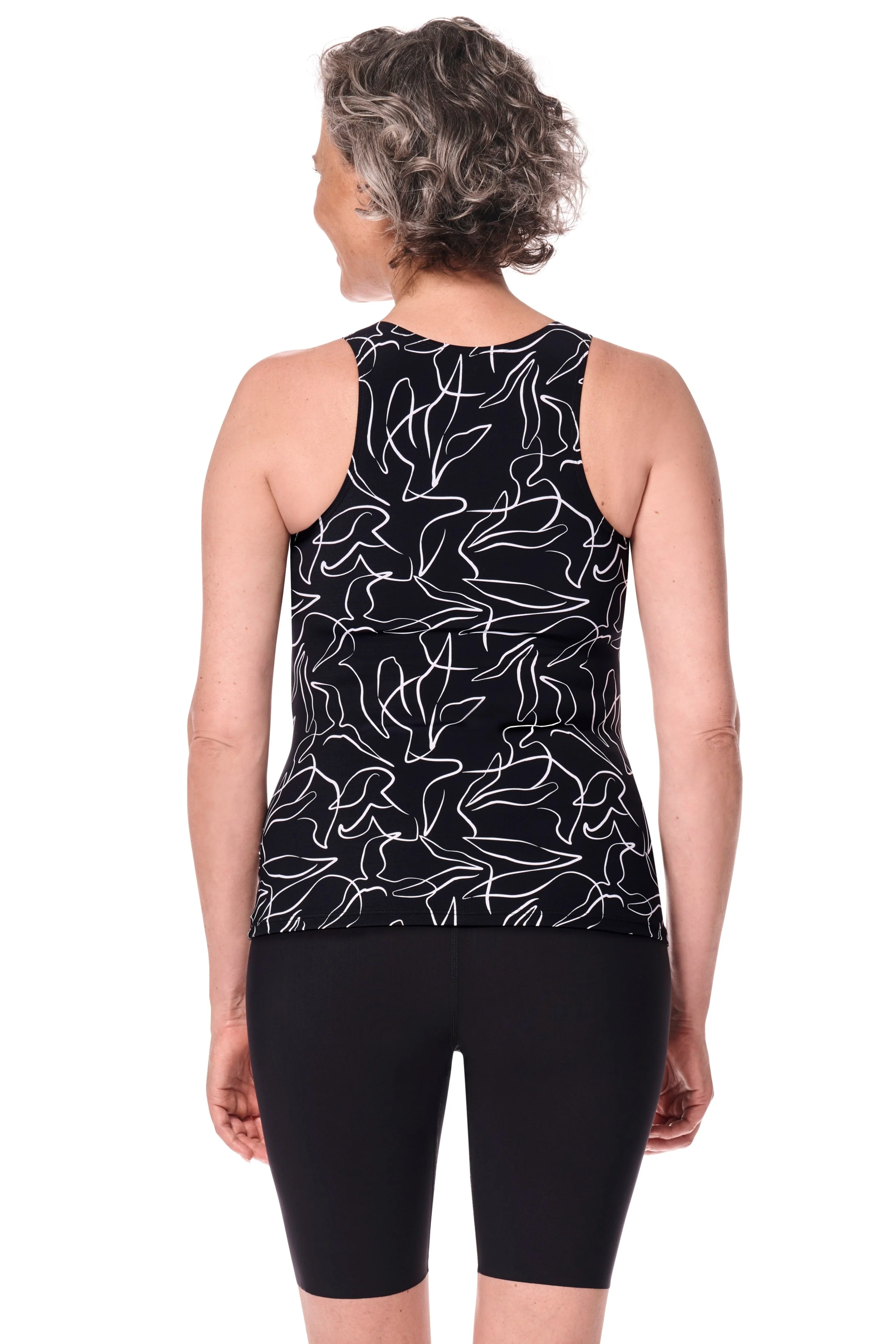 Amoena Lagos Mastectomy Lymphoedema Tankini - Black/White - Image 2