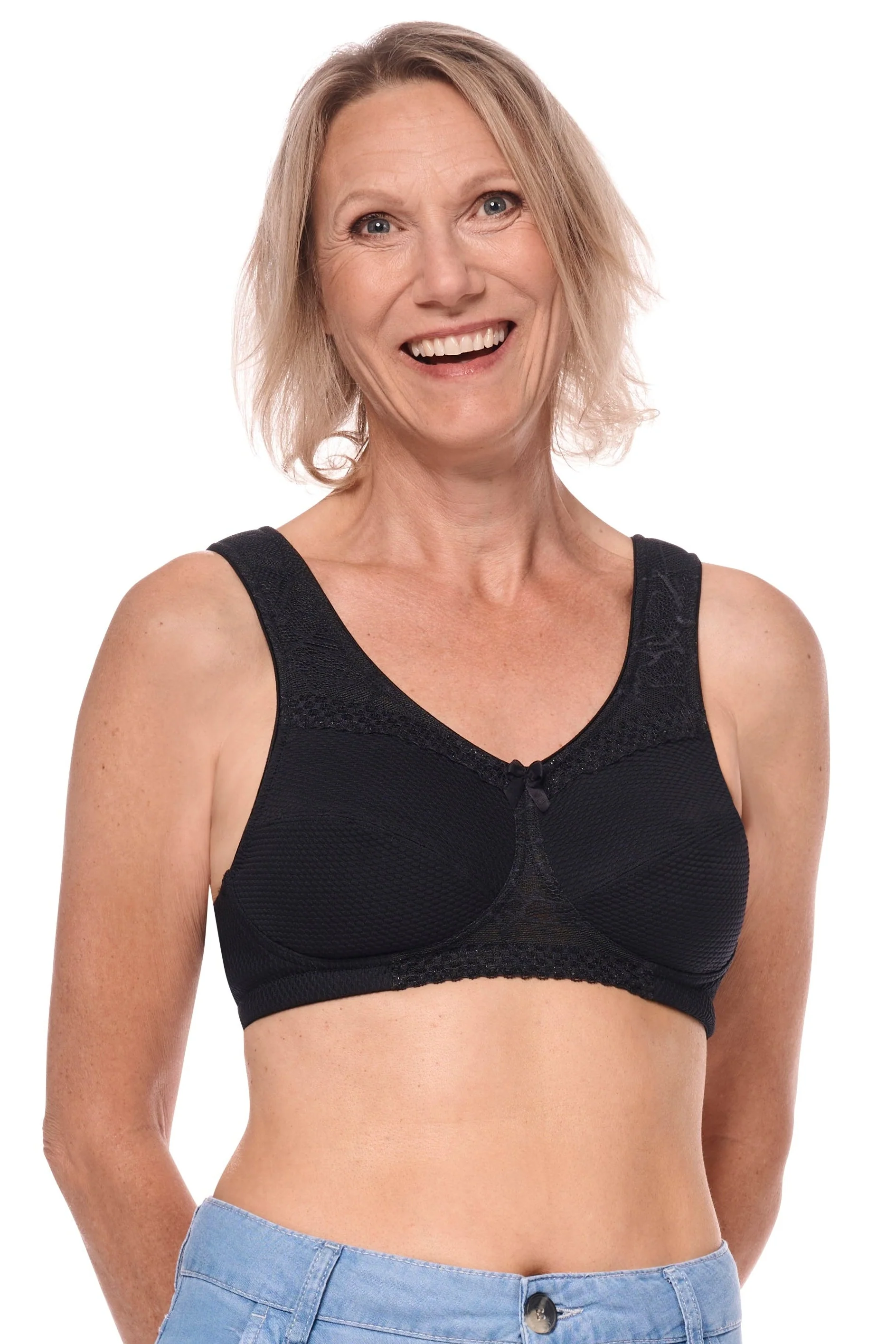 Amoena Leslie Soft Mastectomy Lymphoedema Bra - Black - Image 2
