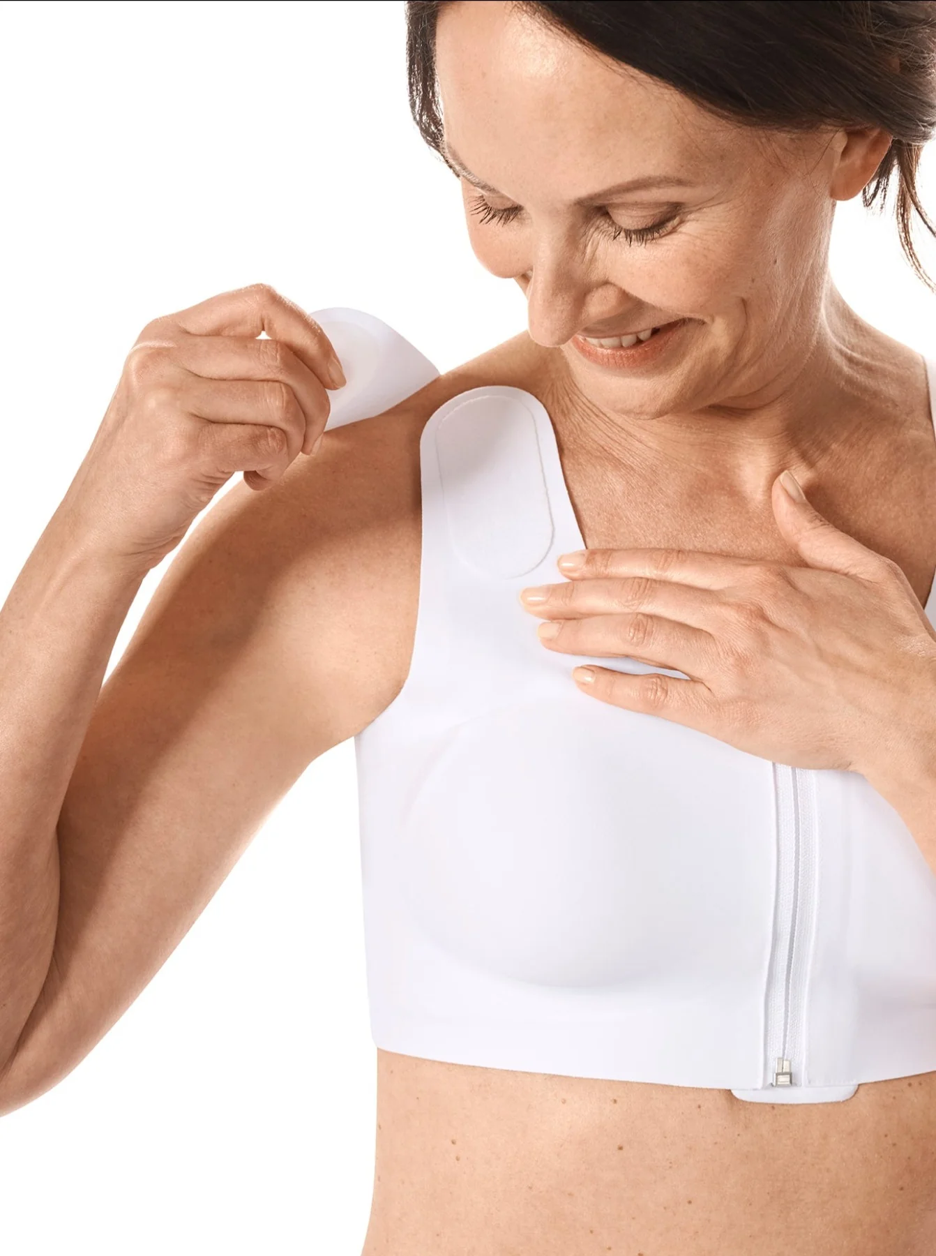 Amoena Lymph Flow Front Closure Soft Mastectomy Bra - White - Image 2
