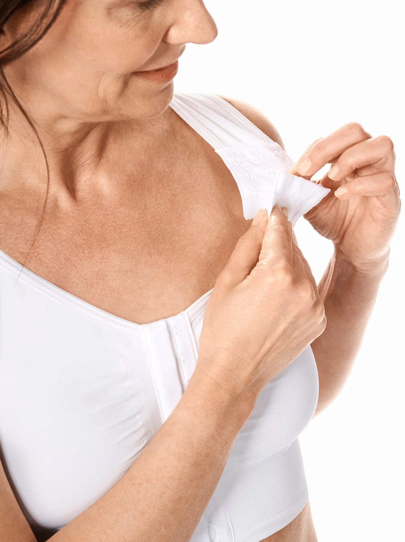Amoena Lymph Flow Long Front Closure Soft Mastectomy Bra - White - Image 2
