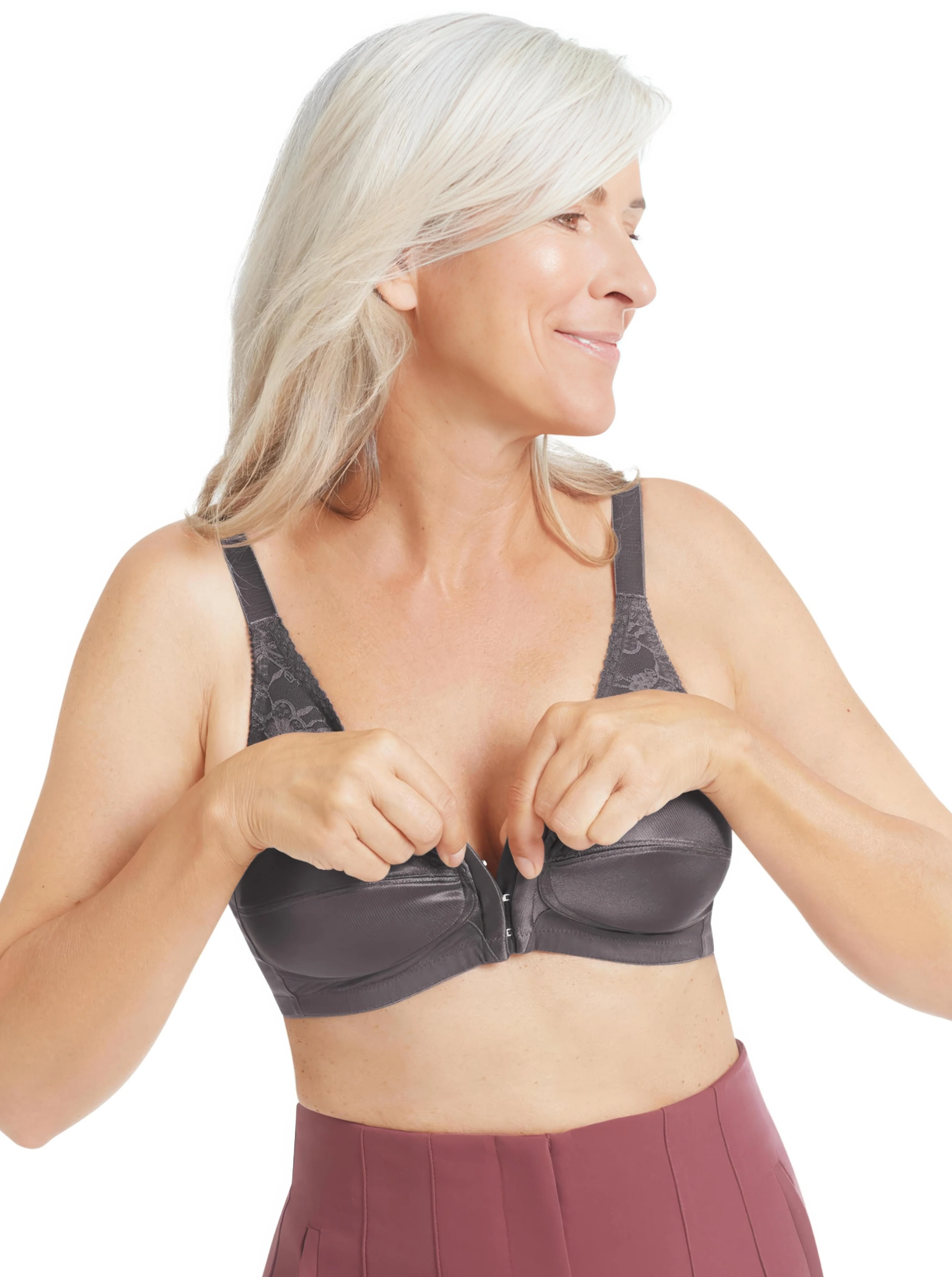 Amoena Nancy Front Fastening Mastectomy Bra - Dark Grey - Image 2