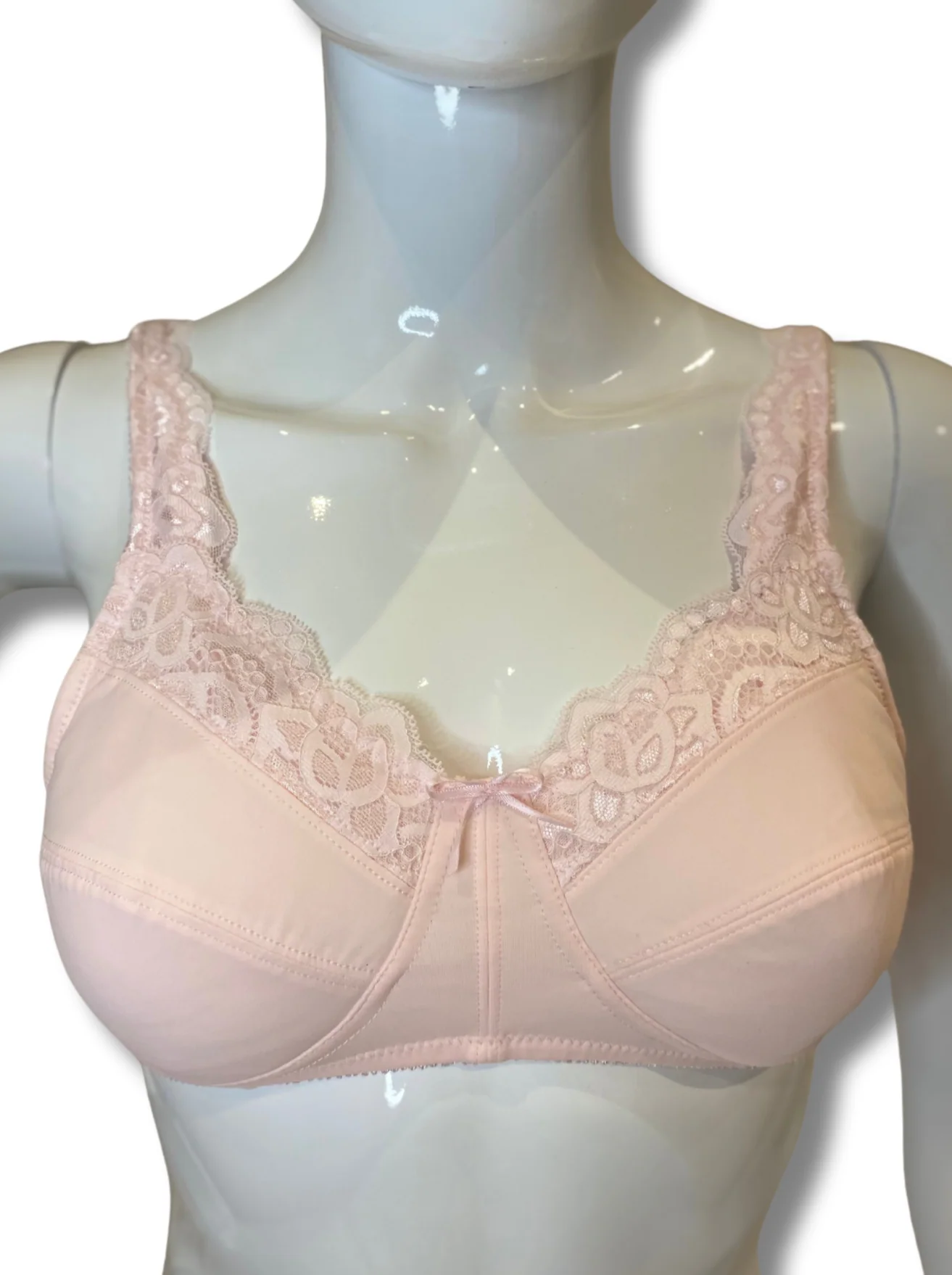 ABC Lace Front Mastectomy Bra - Pale Pink - Image 2