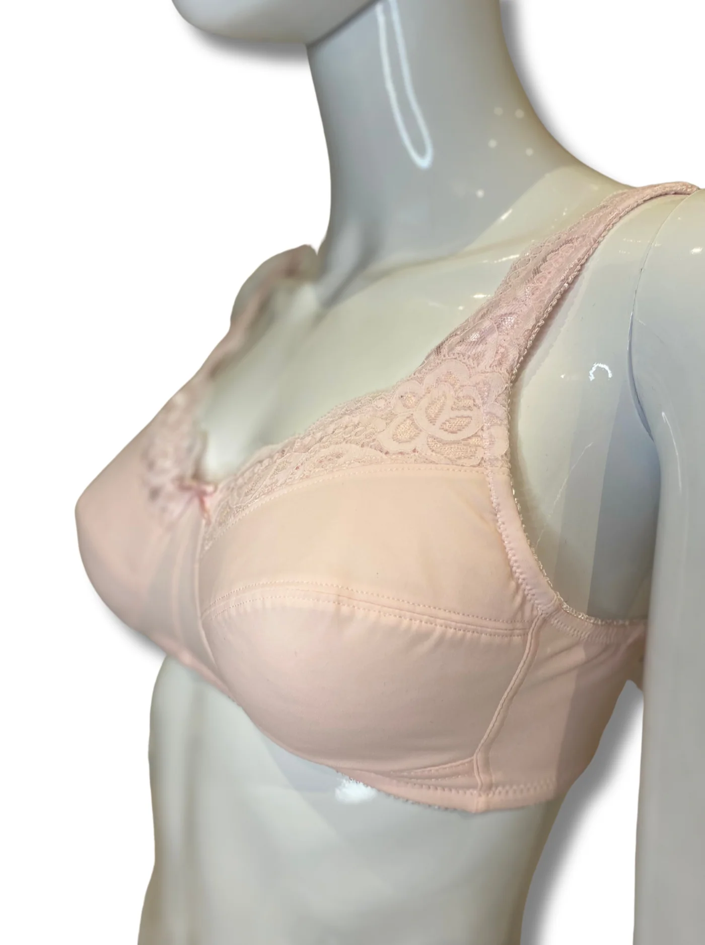 ABC Lace Front Mastectomy Bra - Pale Pink - Image 3