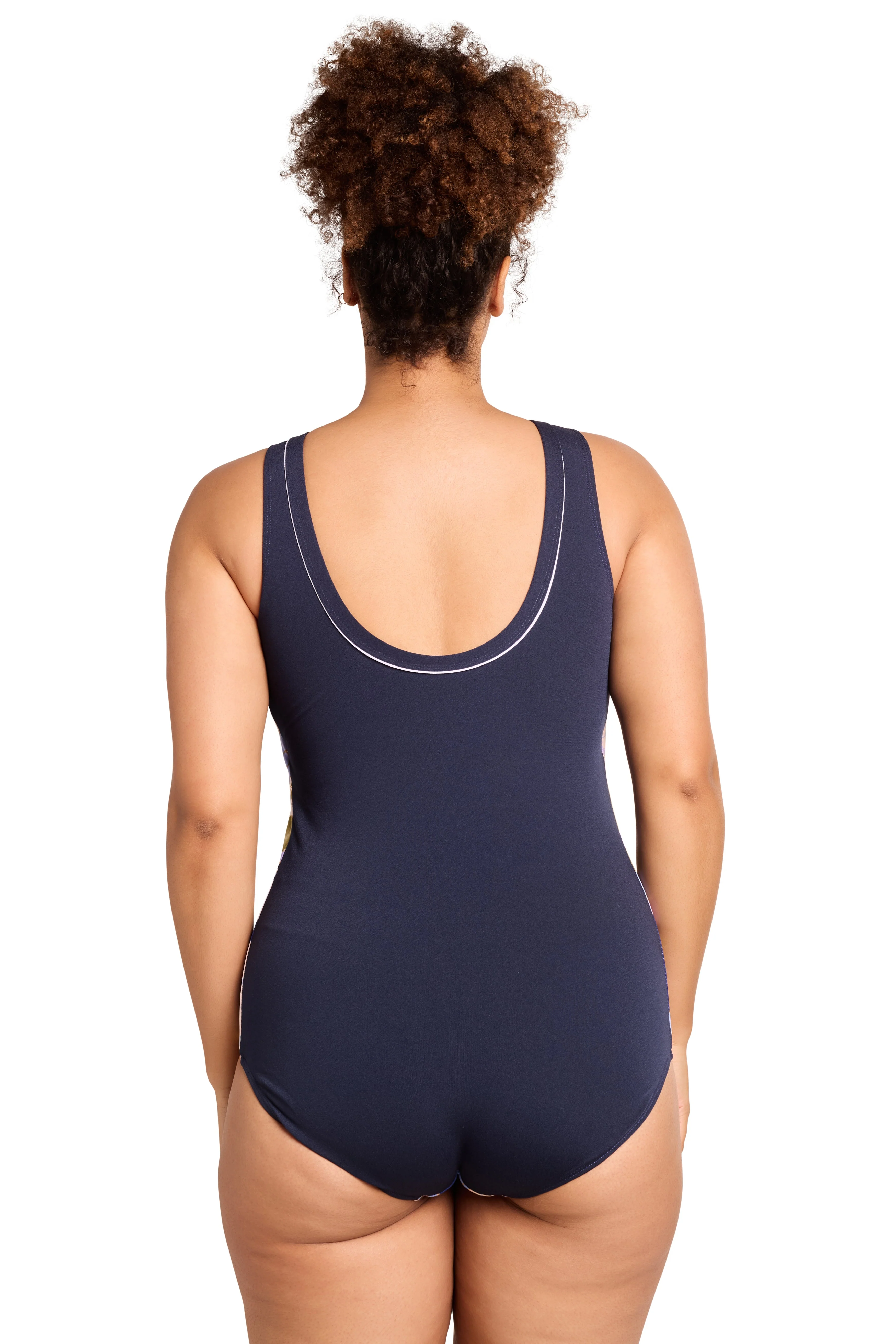 Genevieve Retro Low Leg One Piece Mastectomy Swimsuit - Vintage Floral - Image 2